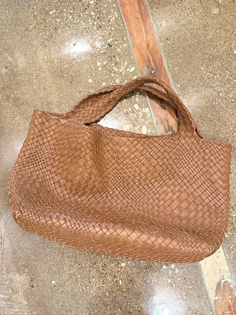 Falor Italian leather woven tote shoulder bag